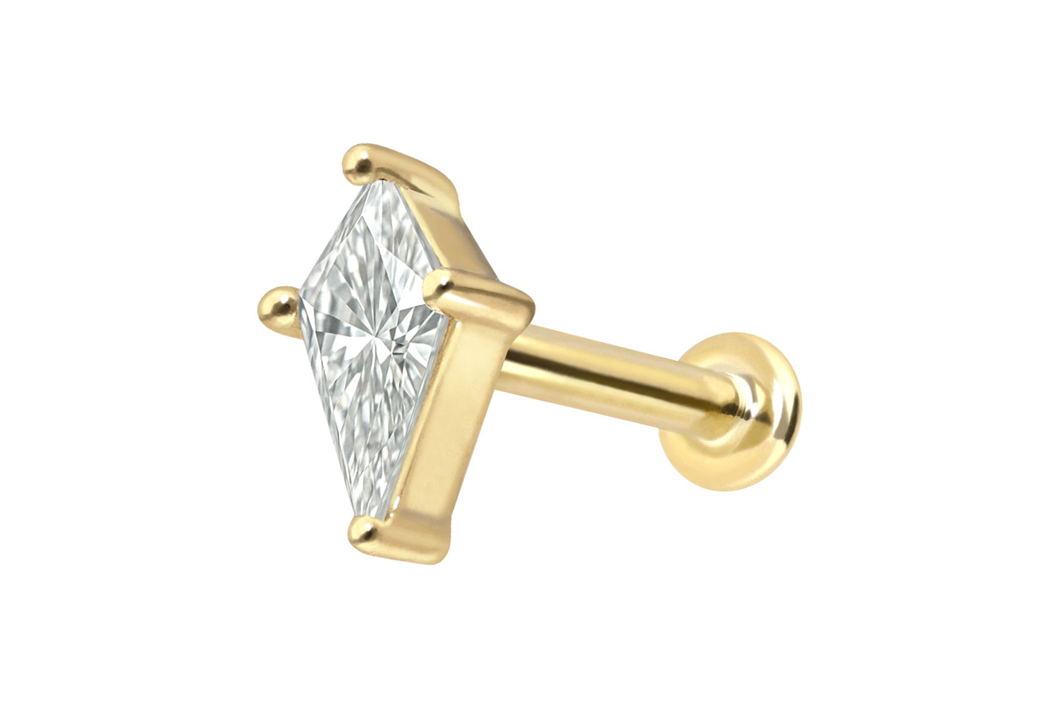 18 Karat Gold Labret Piercing mit Innengewinde DIAMANT-SCHILD